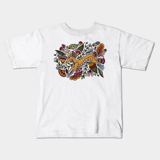 Folk Art Deer Warm Palette Kids T-Shirt